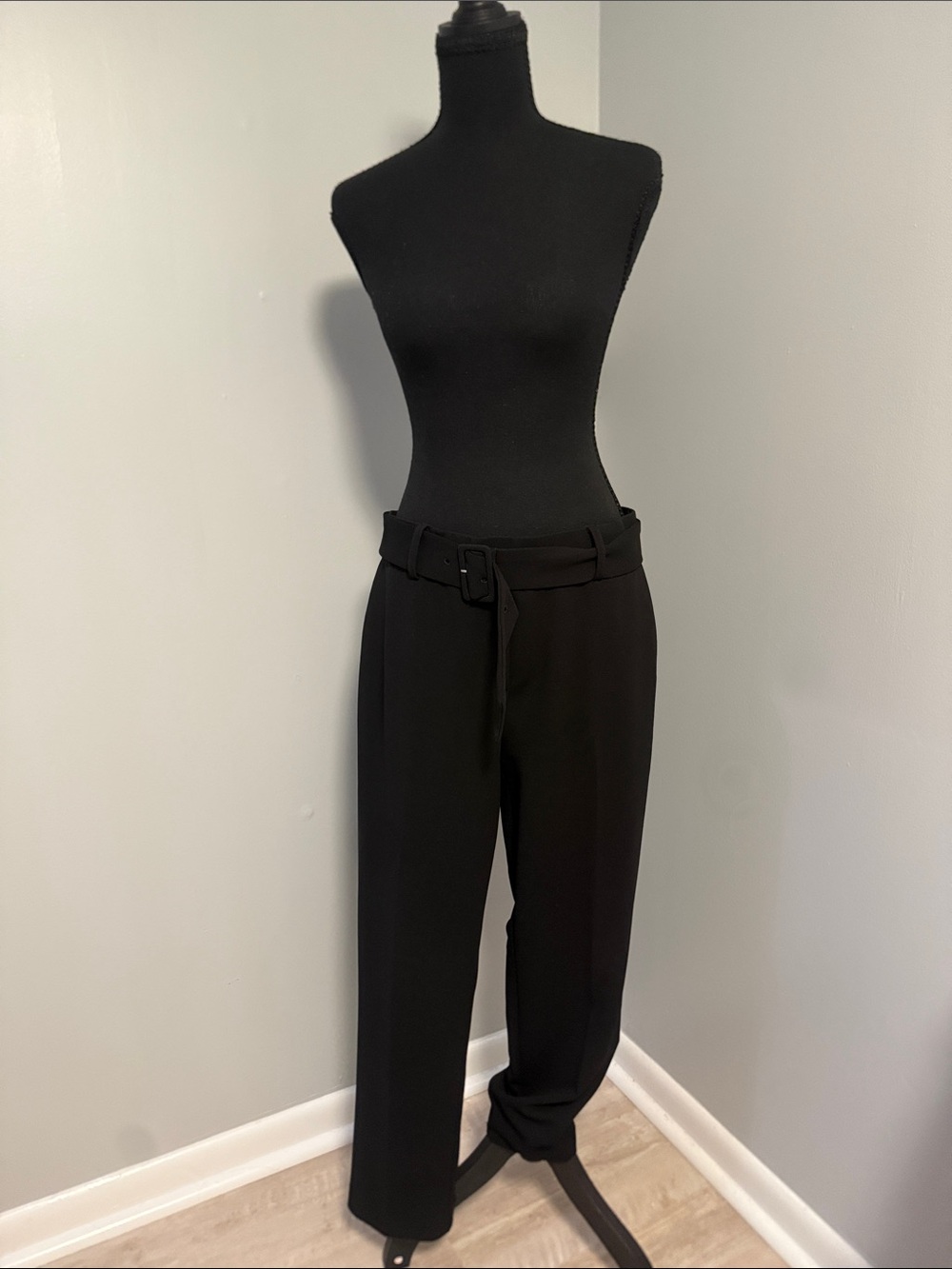 Rachel Zoe Black High-Waist Wide-Leg Trousers with Belt